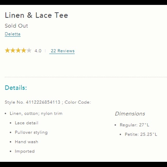 NWT White Linen & Lace Tee - Picture 5 of 5